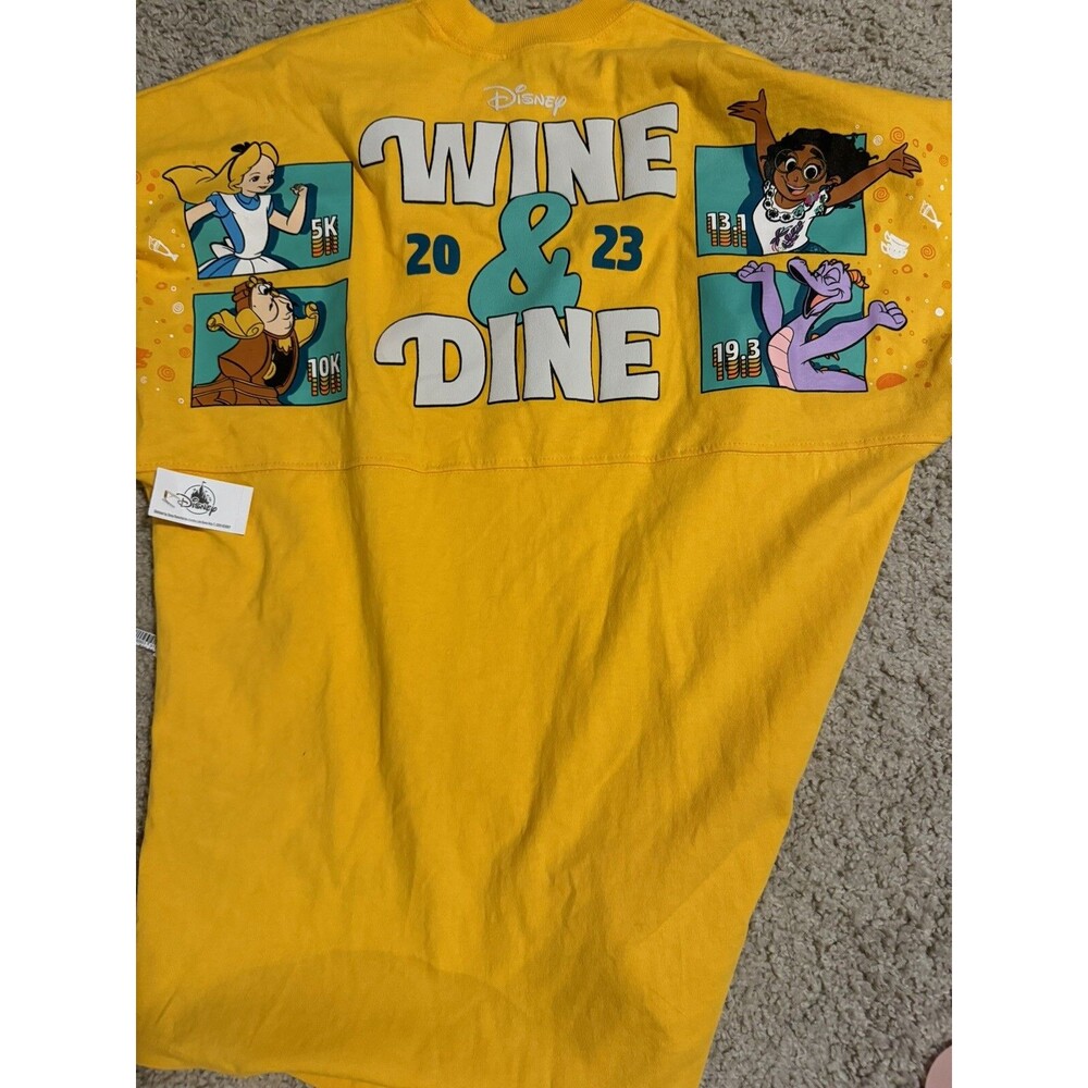 NEW Run Disney Spirit Jersey Adult XS Yellow Wine & Dine Figment 2023 Marathon